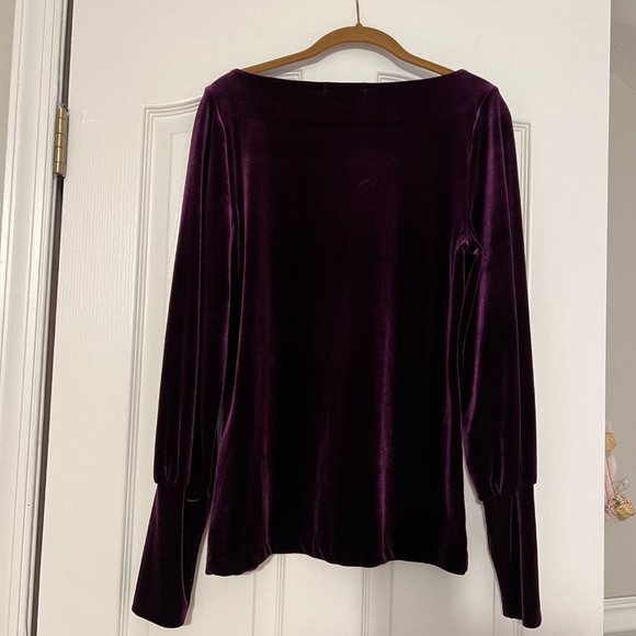 Lauren Ralph Lauren Purple Boat Neck Puff Sleeve Top - EUC - Picture 4 of 7